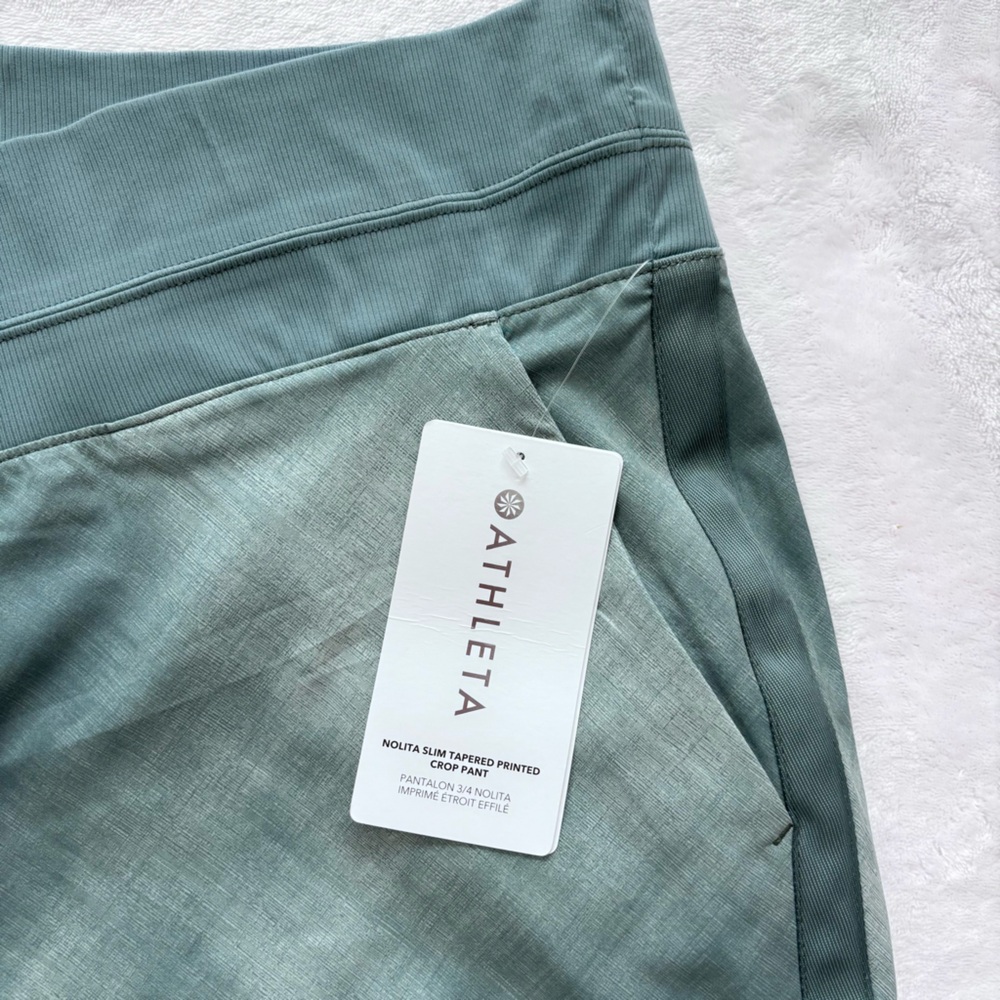 ATHLETA Nolita Slim Tapered Sage Green Printed Crop Pant--NWT--18 - Picture 7 of 15